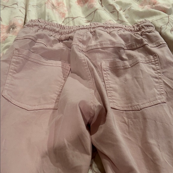 Venti6 NWOT Pink Stretchy Freyed Hem Joggers. Drawstring Waist . Soft Size S - Picture 10 of 10